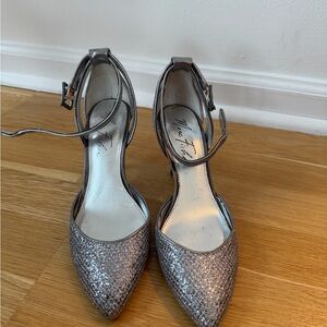 Marc Fisher Sparkling Silver Ankle Strap Heels